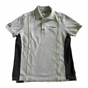Bentley Motors Crew England Polo Shirt Gray/Green Size XS Cotton Jersey